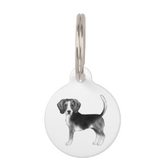 Beagle Dog Design In Black And White With Text Pet ID Tag