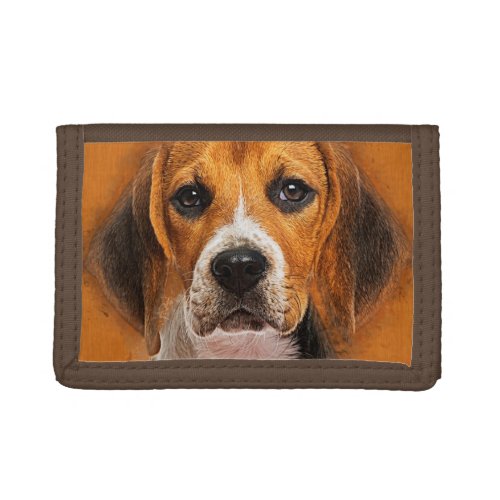 Beagle dog digital art trifold wallet