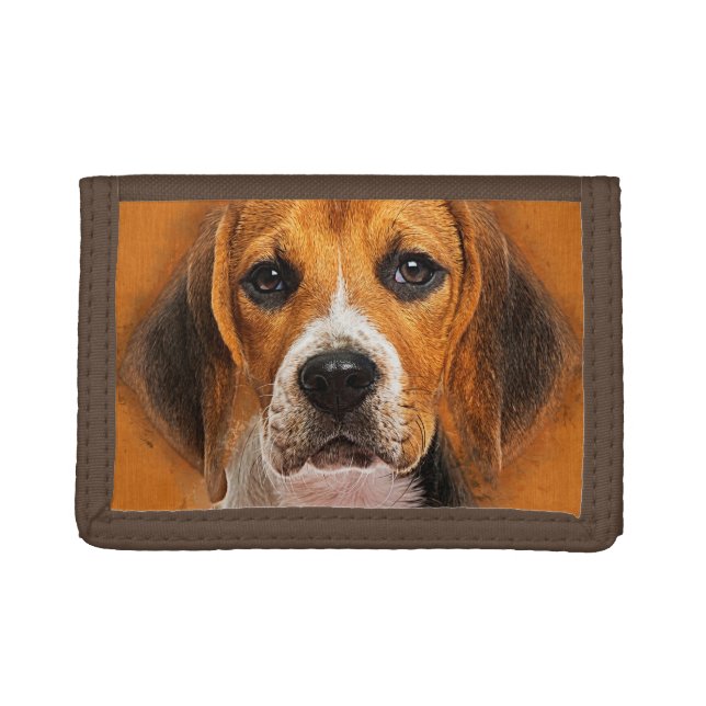 Beagle dog digital art trifold wallet (Front)