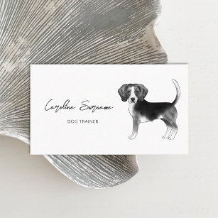 Beagle Dog Drawing In Black And White Minimalist Business Card