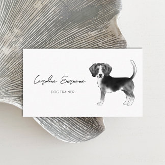 Beagle Dog Drawing In Black And White Minimalist Business Card