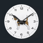 Beagle Dog Drawing Round Clock<br><div class="desc">A fun wall clock for the home or office. Makes an original gift for Beagle lovers. Check out Jenn’s Doodle World for even more decorative clocks and dog breed themed home decor.</div>