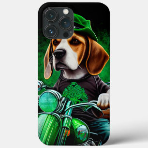 Beagle Dog driving bike St. Patrick's Day iPhone 13 Pro Max Case