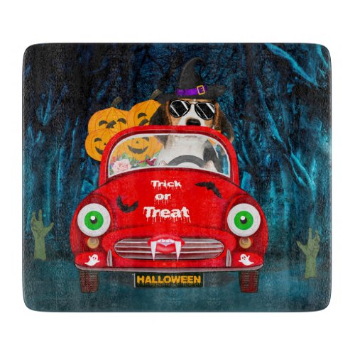 Beagle Dog Driving Car Scary Halloween Cutting Board