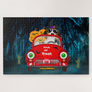 Beagle Dog Driving Car Scary Halloween Jigsaw Puzzle
