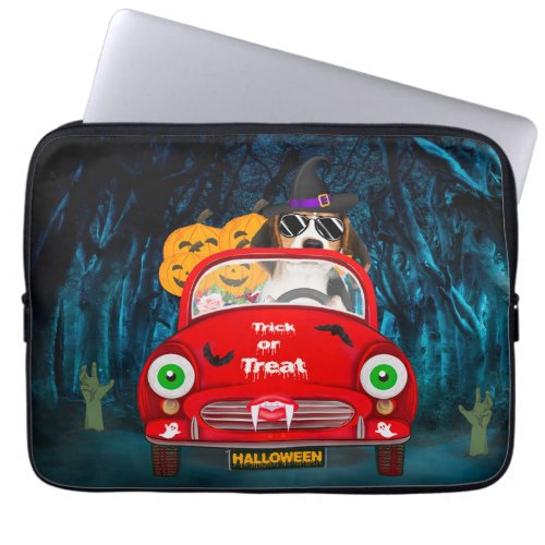 Beagle Dog Driving Car Scary Halloween Laptop Sleeve