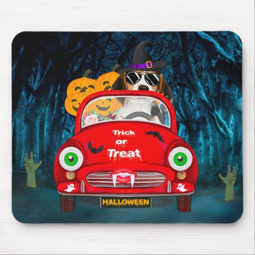 Beagle Dog Driving Car Scary  Mouse Pad