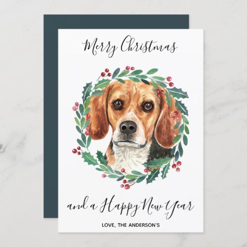 Beagle Dog Elegant Merry Christmas Holiday Card