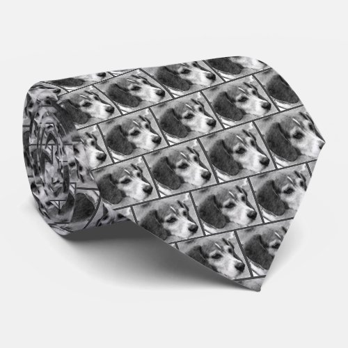 Beagle Dog Face Pencil Art  Neck Tie