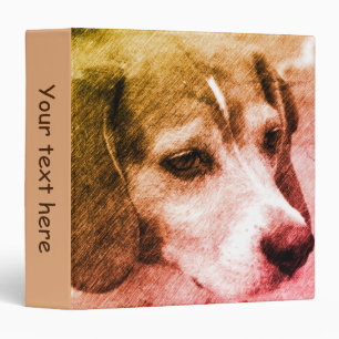 Beagle Dog Face Pencil Art Personalized 3 Ring Binder