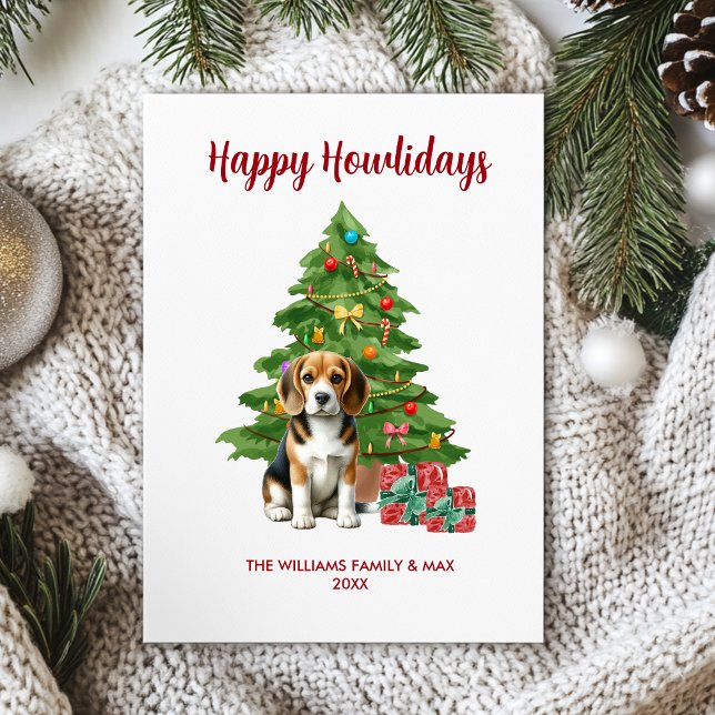 Beagle Dog Family Christmas Holiday Card (Creator Uploaded)