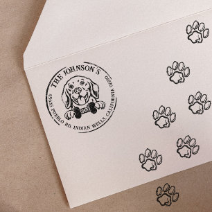 Beagle Dog Family Return Address Rubber Stamp
