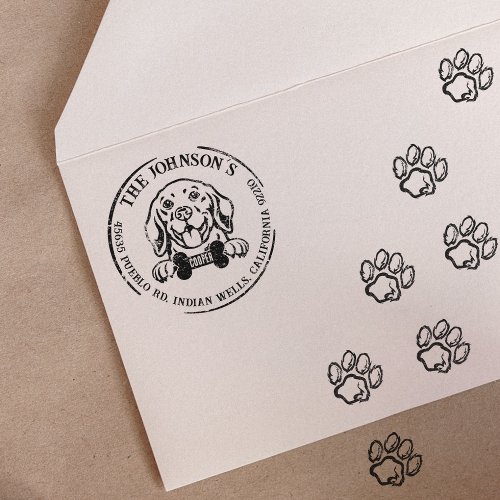 Beagle Dog Family Return Address     Rubber Stamp