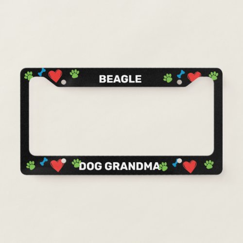 Beagle Dog Grandma License Plate Frame