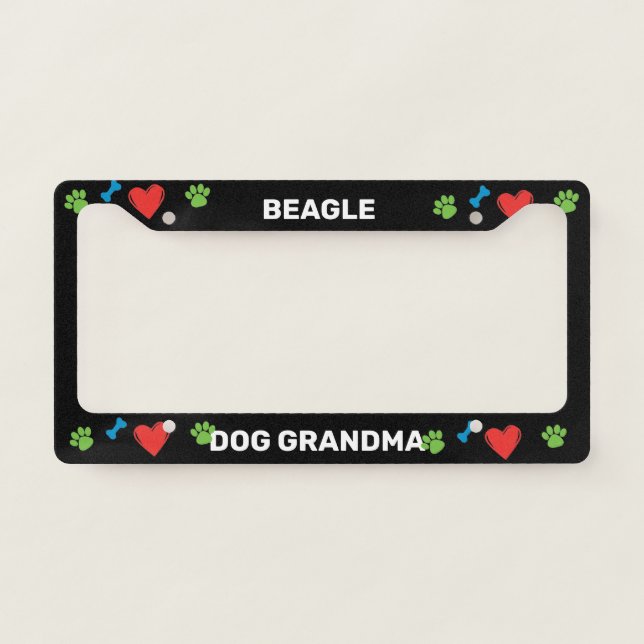 Beagle Dog Grandma License Plate Frame (Front)