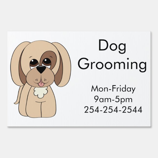 Beagle Dog Grooming Yard Sign (Front)