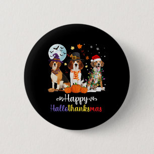 Beagle Dog Halloween Merry Christmas Happy Halloth Button