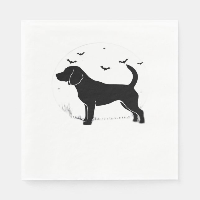 Beagle Dog – Halloween Moon Silhouette Oversized T Napkins (Front)