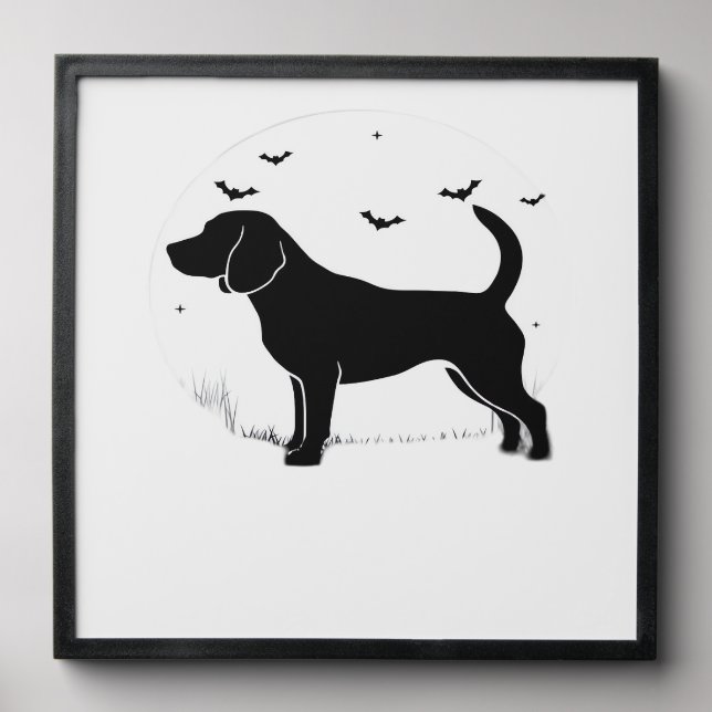 Beagle Dog � Halloween Moon Silhouette Oversized T Peel And Stick Photo Tile (Front Set)