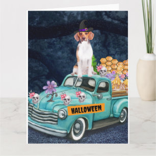 Beagle Dog Halloween Truck Scary Night Card