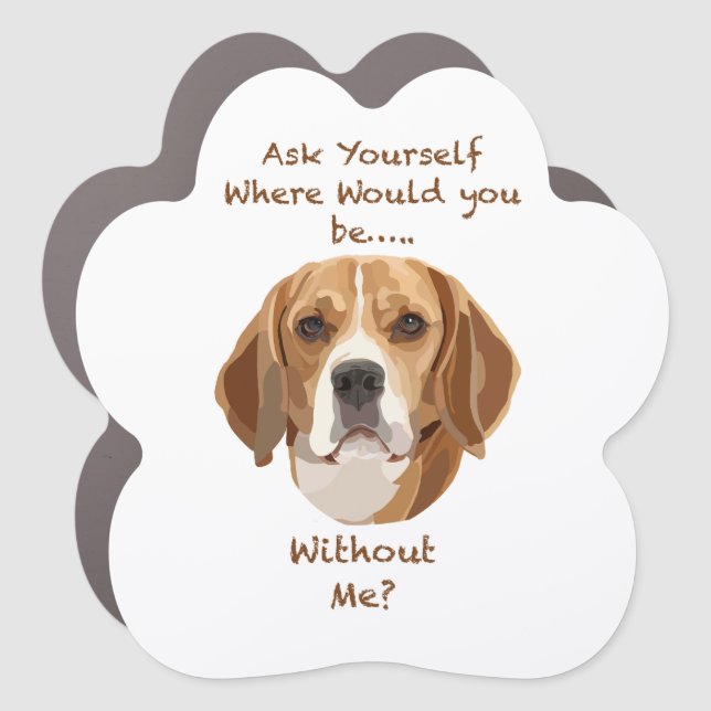 Beagle Dog Hand Drawn Digital Art Adorable Car Magnet (Front)