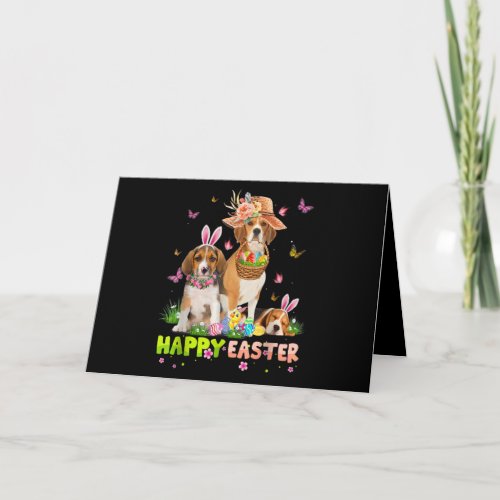 Beagle Dog Happy Easter Bunny Eggs Easter Card