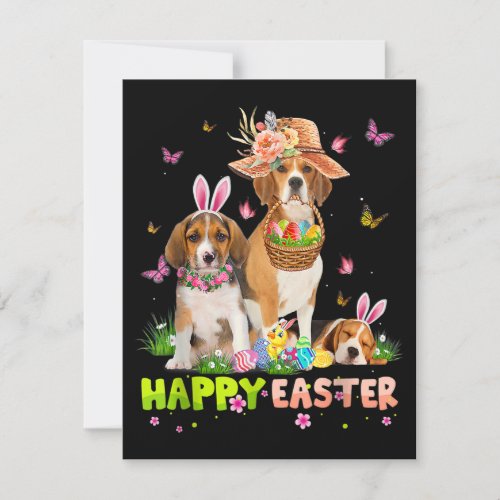 Beagle Dog Happy Easter Bunny Eggs Easter Invitation