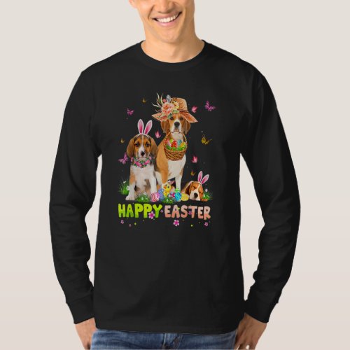 Beagle Dog Happy Easter Bunny Eggs Easter T_Shirt