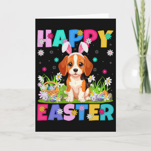 Beagle Dog Happy Easter Egg Hunt Bunny Ear Beagle Card