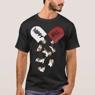Beagle Dog Happy Pill Cute Beagles   Beagle Mom Da T-Shirt