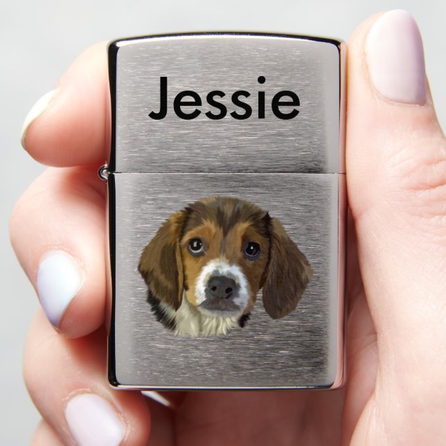Beagle Dog Head Zippo Lighter (In Hand)