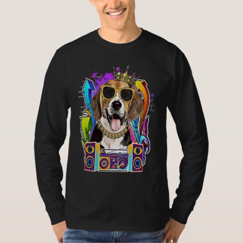 Beagle Dog Hip Hop 90s Rap Music T_Shirt