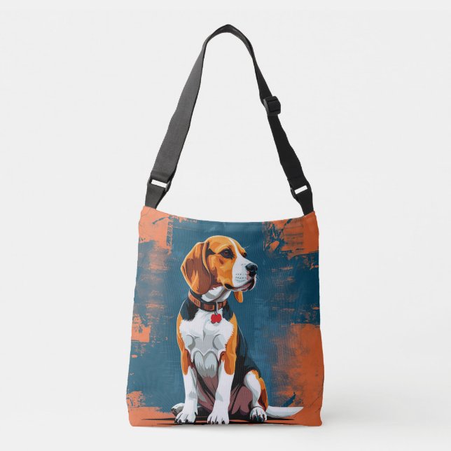 Beagle Dog in Abstract Background Crossbody Bag (Front)
