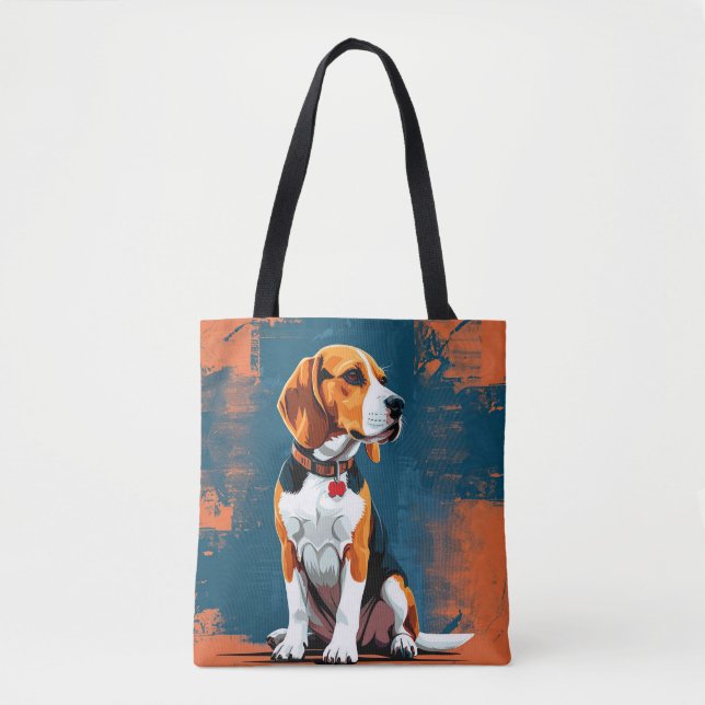 Beagle Dog in Abstract Background Tote Bag (Front)