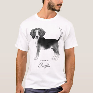 Beagle Dog In Black And White And Custom Text T-Shirt