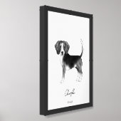 Beagle Dog In Black And White With Custom Text Framed Art (Framed Angled)