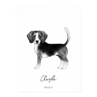Beagle Dog In Black And White With Custom Text Poster