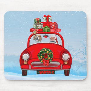 Beagle Dog In Car With Santa Claus Mouse Pad