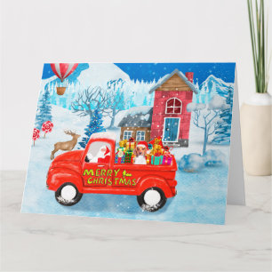 Beagle Dog in Christmas Delivery Truck Snow  Card