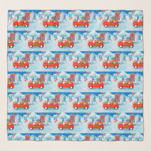 Beagle Dog in Christmas Delivery Truck Snow Scarf