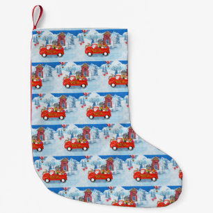 Beagle Dog in Christmas Delivery Truck Snow  Small Christmas Stocking