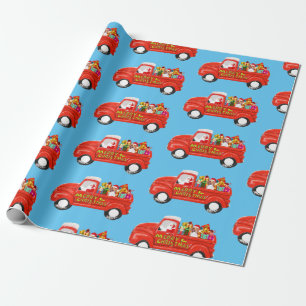 Beagle Dog in Christmas Delivery Truck Wrapping Paper