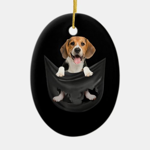 Beagle Dog In Pocket Puppy Dog Lover Funny Gift Me Ceramic Ornament