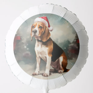 Beagle Dog in Snow Christmas Balloon