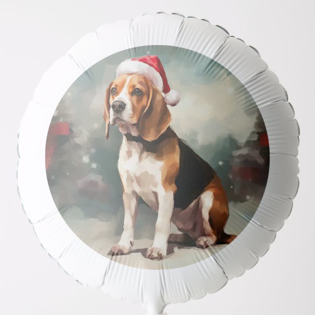 Beagle Dog in Snow Christmas  Balloon (Front)