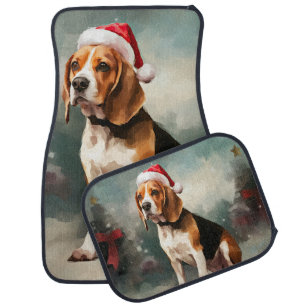 Beagle Dog in Snow Christmas Car Floor Mat