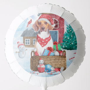 Beagle Dog In snow Christmas Dog House Balloon