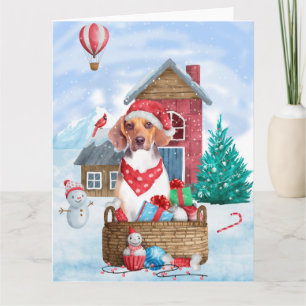 Beagle Dog In snow Christmas Dog House Card