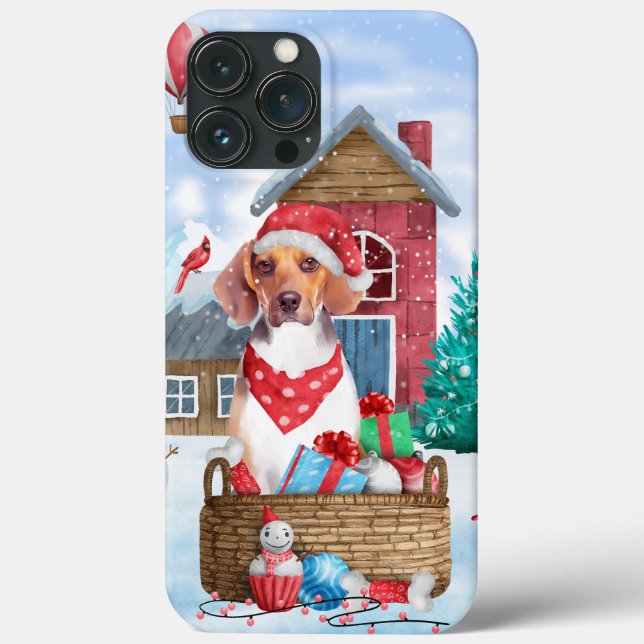 Beagle Dog In snow Christmas Dog House Case-Mate iPhone Case (Back)