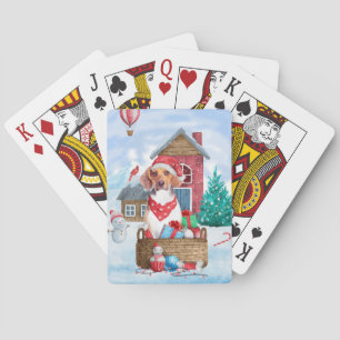 Beagle Dog In snow Christmas Dog House Poker Cards